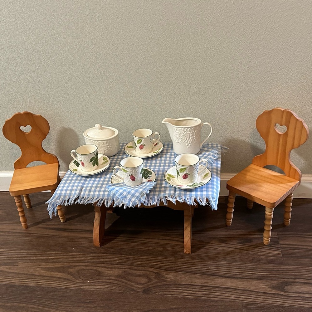 Doll Table, Chairs, and Tea Set